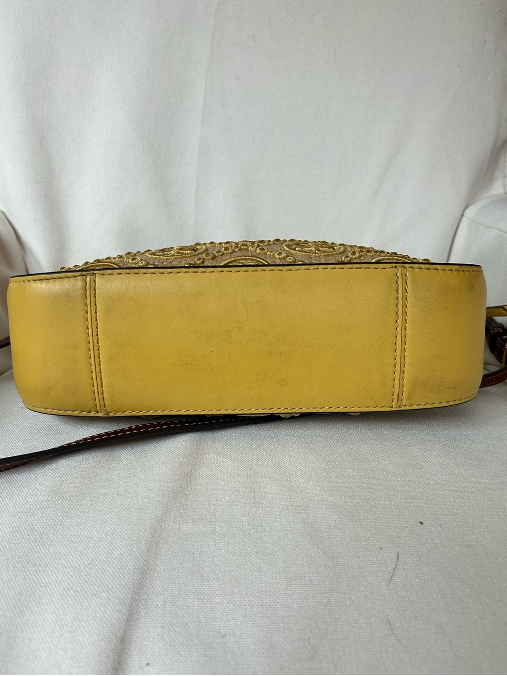 Tory Burch Yellow Woven Logo Crossbody Bag - Picture 3 of 6